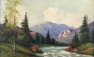 John Aubrey Speer Huge Original Oil Mountain Landscape Painting