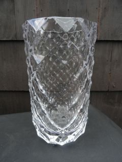  Sweden crystal art glass tall vase optic cut artist signed D Johanson