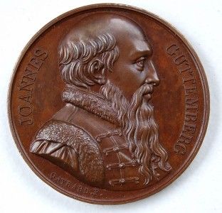 Joannes Guttemberg Bronze Medal Gayrard 1818 Gem
