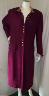 ST John Marie Gray Wineberry Purple Knit Long Coat Jacket Skirt Suit