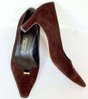 Vintage 1980s St John Brown Suede Heels Pumps Shoes Size 6M