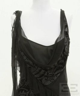 John Galliano Black & Silver Silk Robe Mini Illusion Dress Size US 4