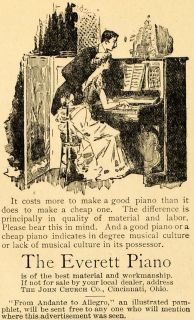 1891 Ad John Church Everett Piano Andante to Allegro Original Advertising  