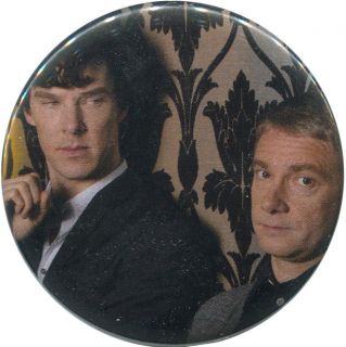 Sherlock and John 2 25" Pinback Button BBC Holmes Watson Freeman Cumberbatch  