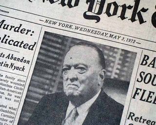 J Edgar Hoover Federal Bureau of Investigation FBI Leader Death 1972 Newspaper  