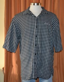 Sean John Short Sleeve Black White 100 Cotton Checkered Shirt Mens XXL 2XL  