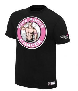 John Cena Rise Above Cancer Never Give Up WWE Authentic T Shirts Pink  