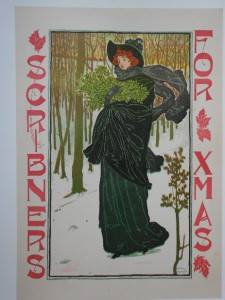 Original Louis J Rhead Art Nouveau Poster Scribners for Christmas 1895  