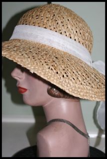 Vintage Hat New Wide Brim Straw John Wanamaker 22"  