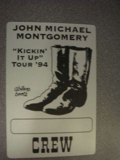 John Michael Montgomery "Kickin It Up" Tour '94 Crew Silk Backstage Pass Unused  