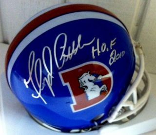 Floyd Little Signed Denver Broncos Throwback Mini Helmet with COA  