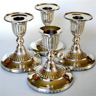 4 English 1805 George III Sterling Silver Candlesticks John Roberts Co Antique  