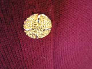 GORGEOUS JOHN SCOTT SCOTLAND RED CARDIGAN SWEATER WITH GOLD BUTTONS SCOTLAND L  