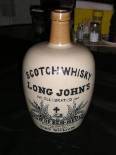 Pre Prohibition Pottery Whiskey Jug Long Johns Celebrated Scotch Whiskey  