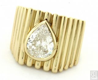 David Webb RARE Vintage 18K Gold 2 82ct VS2 G Pear Diamond Solitaire Ring  