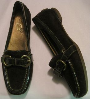New Coach Sharin Womens Brown Suede Patent Leather Loafers Flats Shoes 6 M New  