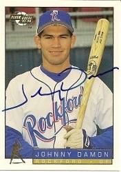 Johnny Damon Rockford Royals 1994 Fleer Signed Card  