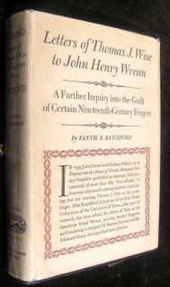 Letters of Thomas Wise to John Henry Wrenn 1944 1st Ed  