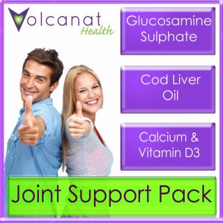 180 Pills Joint Bones Support Pack Glucosamine Cod Liver Oil Calcium D3 Volcanat  