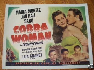 Cobra Woman Maria Montez Jon Hall Sabu Lon Chaney '43  
