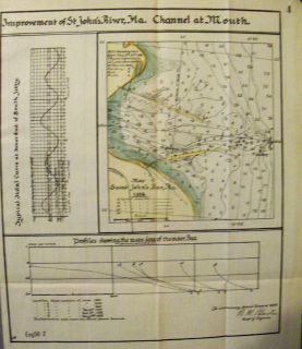 St Johns River Channel Florida 1888 Map Shipwrecks  