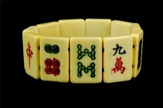 mAh Jong Bracelet Natural Ox Bone China Tile Jewelry  