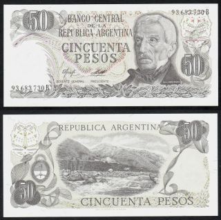 Currency 1976 1978 Argentina 50 Pesos Banknote General Jose de San Martin CU  