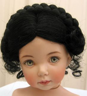 Joni Global Doll Wig Black Sz 11 12 Braids Across Top of Head for Girl Lady Doll  