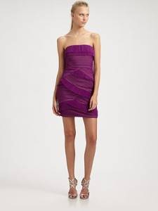 338 NEW BCBG Max Azria JORIE STRAPLESS COCKTAIL DRESS Pleated Ruffle Tulle us 4  
