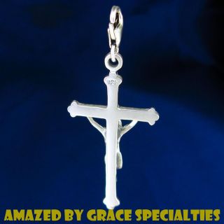 Large Sterling Silver Crucifix Cross Pendant Necklace  