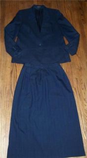 Vintage Joseph A Banks Charcoal Navy Pinstripe Menswear Skirt Suit Jacket 10  