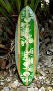 Vintage Green Distress Surfboard Art Beach Home Decor  