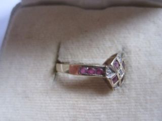 VINTAGE VICTORIAN STYLE 9CT GOLD RUBY DIAMOND RING SIZE N UK 7 USA  