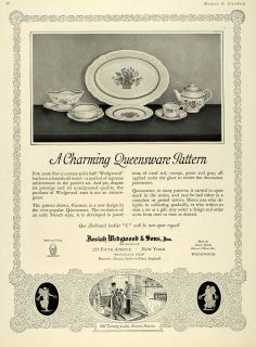 1924 Ad Josiah Wedgwood Queensware Pattern Dinner Plate Original Advertising  