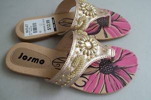 New Josmo Girls Gold Beaded Thong Sandals Size 13 $32  