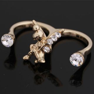 Fairy Tinkerbell Swarovski Crystal Ring Size6 7 8 9 M O Q Adjustable Gold Silver  