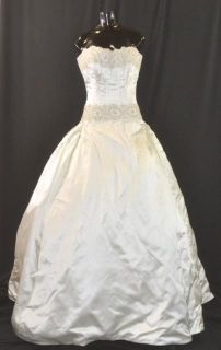 Judd Waddell Size 14 Silk Lace Ivory Ball Gown Strapless Wedding Dress 4011X  