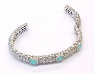 Judith Ripka Sterling Silver Blue Stone Accented Cuff Bracelet 7 39"  