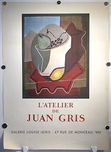 Vintage 1957 L' Atelier de Juan Gris Lithograph Poster Galerie Louise Leiris  