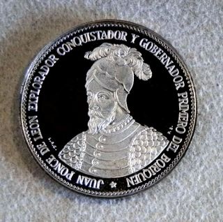 1971 Silver Christian Colonization of Puerto Rico Commemorative Coin  