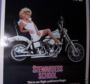 Original Stewardess School Judy Landers on Bike Who's Name Has BEEN Banned  