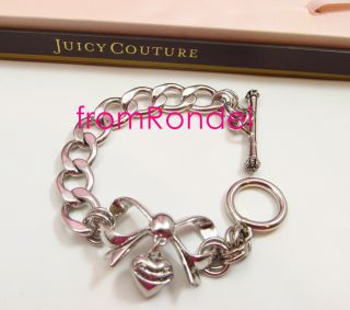 authentic JUICY COUTURE Bow Heart Charm Starter Bracelet SILVER z509 new in box  
