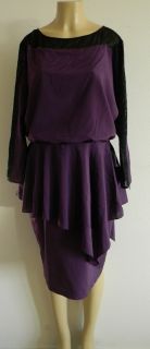 Julie Dillon New York Purple and Black Lace Tiered Dress Size 14 w