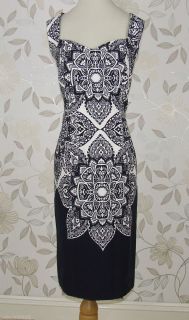 Lovely BNWT Julien Macdonald Star  Black Abstract Print Dress