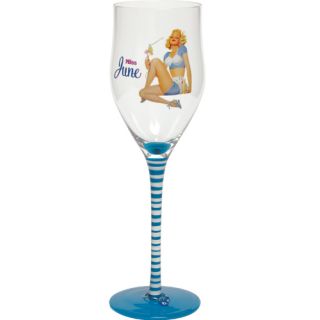  for 2012 Pin Up Girl Wine Glasses Miss June Calendar Girl Wine Glass