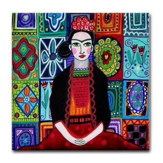 Frida Kahlo Tile Mexican Folk Art Ceramic Coaster Talavera Tiles Art