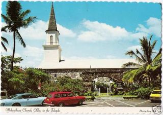 Postcard Hawaii Big Island Mokuaikaua Church Kailua Kona 1974