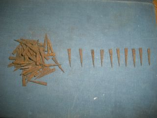 Antique Vintage Rusty Square Flat Head Nails Lot of 40 3 4 Aged Old