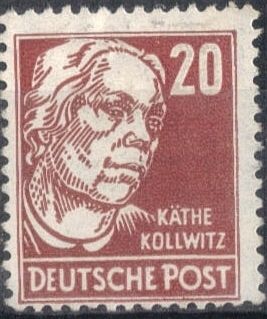  Democratic Republic 1952 Kathe Kollwitz 20pf definitive SGE88 Mint