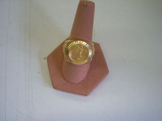 men 14kt gold rolex mount ring with a 1 10oz liberty 5 dollar coin 16